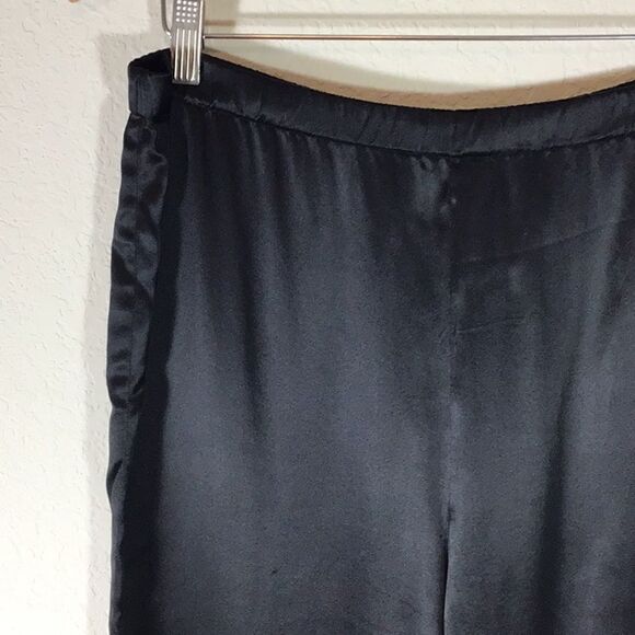 Mary Jo Bruno Neiman Marcus Pants Black Silk Loungewear Elastic Waist Size 12P - Picture 2 of 12